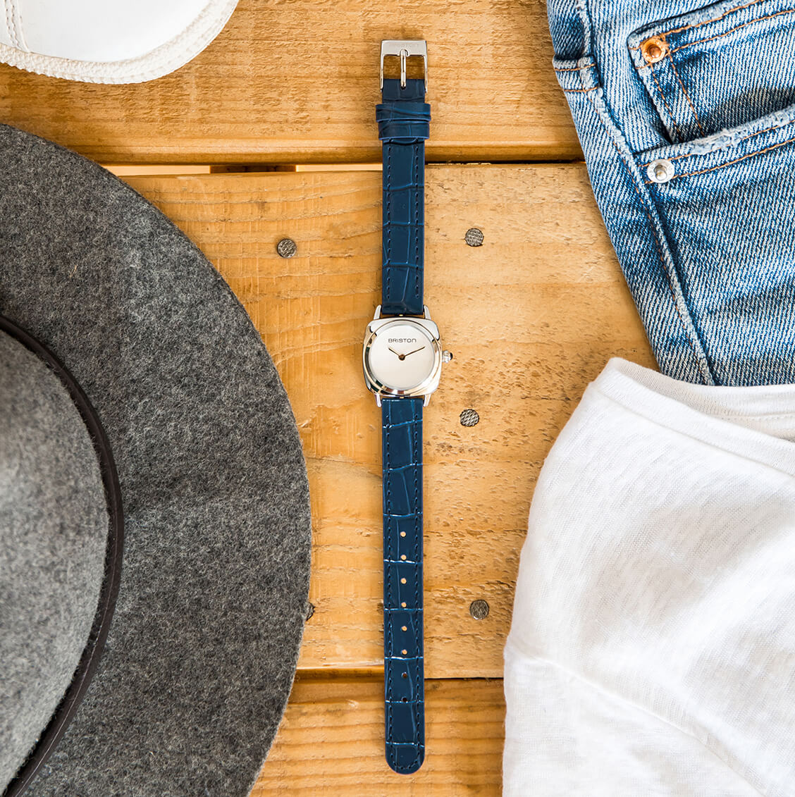 BRACELET CUIR LUXURY 2 BRINS - 12 MM - BLEU MARINE - Image 6